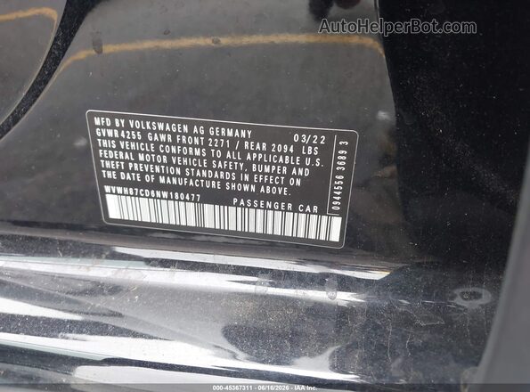 WVWH87CD6NW180477 2022 VOLKSWAGEN GOLF Black Engine compartment view
