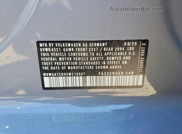 WVWSA7CD0SW216587 2025 VOLKSWAGEN GTI Gray Widok komory silnika