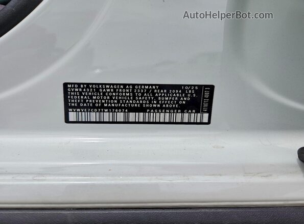 WVWVE7CD7TW176074 2026 VOLKSWAGEN GTI Белый 