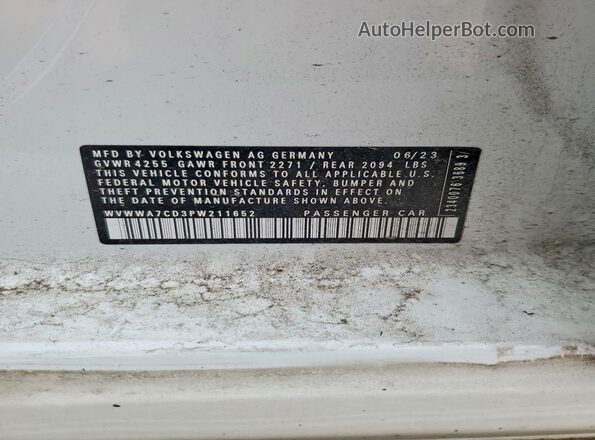 WVWWA7CD3PW211652 2023 VOLKSWAGEN GTI White 