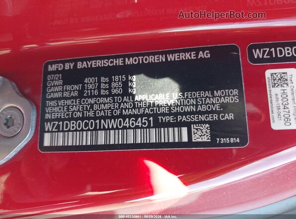 WZ1DB0C01NW046451 2022 TOYOTA GR SUPRA Red Widok komory silnika