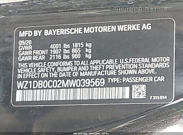 WZ1DB0C02MW039569 2021 TOYOTA GR SUPRA Black Շարժիչի բաժամունքի տեսք