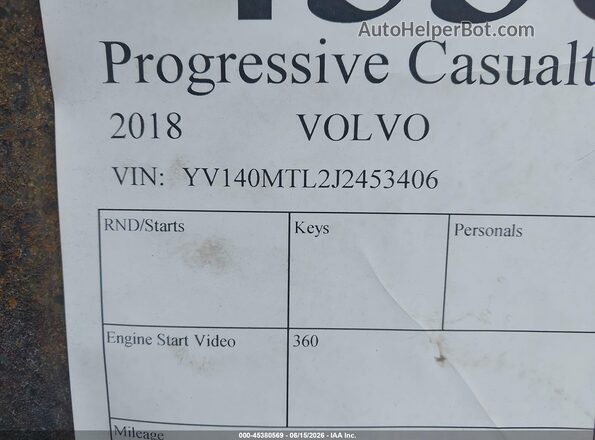 YV140MTL2J2453406 2018 VOLVO S60 Brown ძრავის განყოფილების ხედი