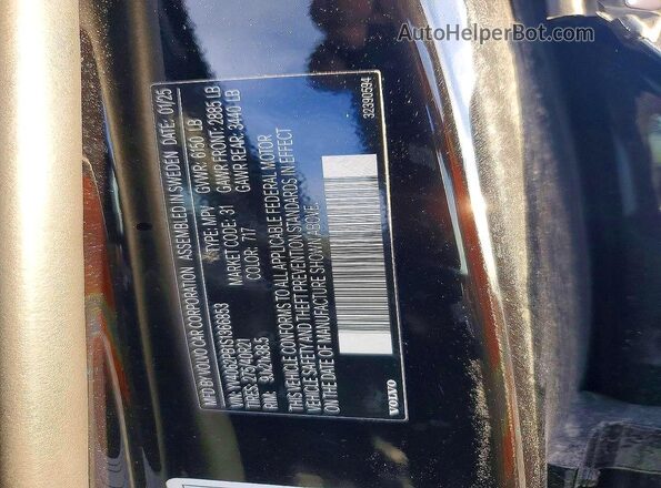 YV4062PB1S1366853 2025 VOLVO XC90 Black VIN կոդի պիտակի տեսք