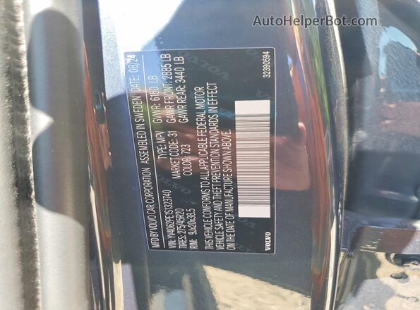 YV4062PE1S1323740 2025 VOLVO XC90 Blue Widok naklejki z numerem VIN