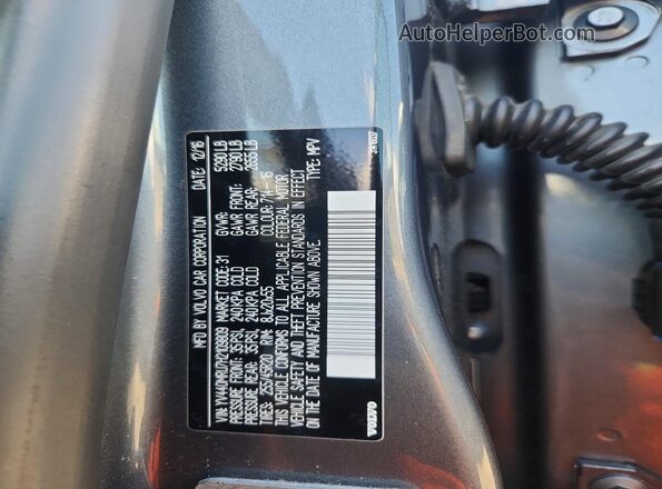YV440MRU7H2109809 2017 VOLVO XC60 Gray Вид наклейки з VIN-кодом