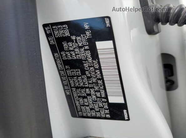 YV449MRP2G2868348 2016 VOLVO XC60 White Панорамний вид салону 360°