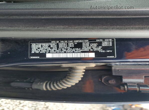 YV4612NM2G1264871 2016 VOLVO XC70 Blue Вид наклейки з VIN-кодом