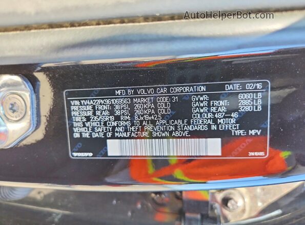 YV4A22PK9G1069563 2016 VOLVO XC90 Black 