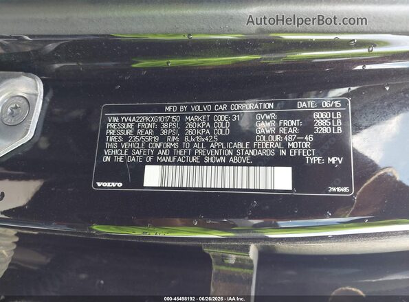 YV4A22PKXG1017150 2016 VOLVO XC90 Black Вид підкапотного простору