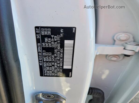 YV4A22PL2J1196705 2018 VOLVO XC90 White VIN sticker view