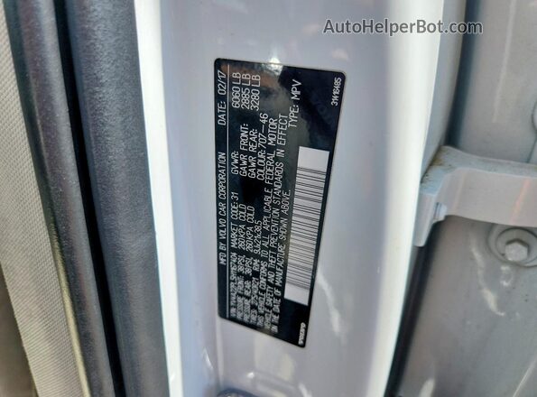 YV4A22PL5H1167404 2017 VOLVO XC90 White VIN sticker view