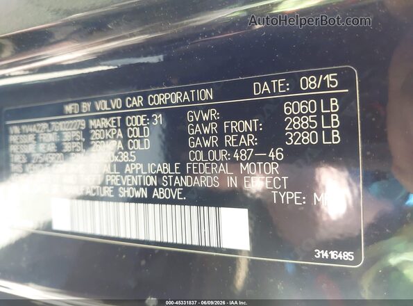 YV4A22PL7G1022279 2016 VOLVO XC90 Black 