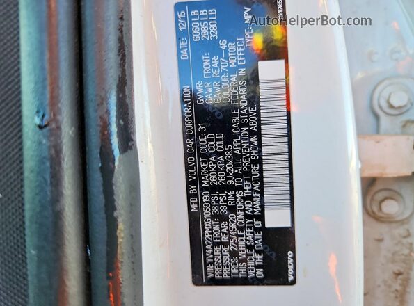 YV4A22PMXG1059190 2016 VOLVO XC90 White Widok naklejki z numerem VIN