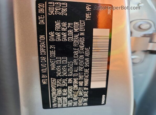 YV4A22RK6M1700567 2021 VOLVO XC60 Silver Շարժիչի բաժամունքի տեսք