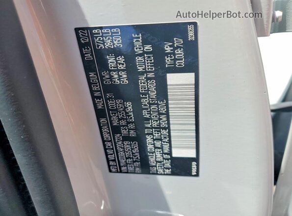 YV4ED3GK4P2047224 2023 VOLVO C40 White სალონის 360-გრადუსიანი ხედი