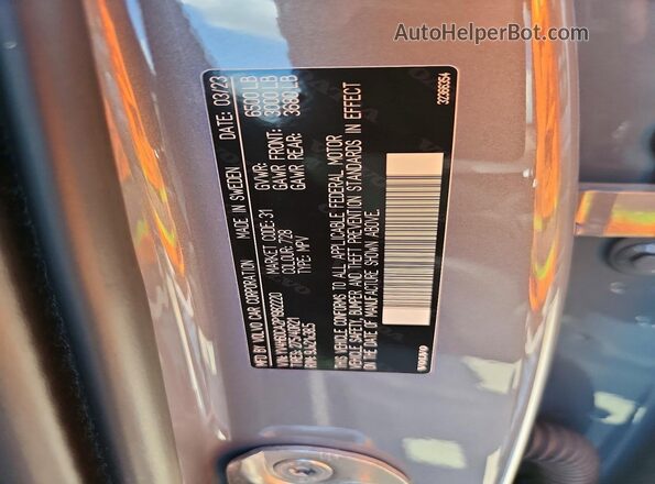 YV4H60CA2P1982220 2023 VOLVO XC90 Charcoal Вид наклейки з VIN-кодом