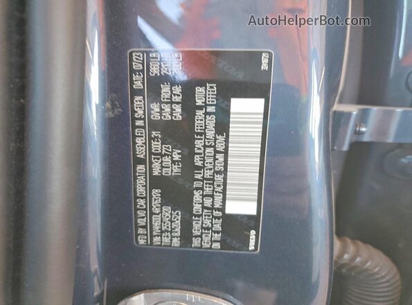 YV4H60DL4R1763178 2024 VOLVO XC60 Blue VIN კოდის სტიკერის ხედი
