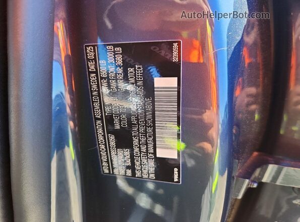 YV4H60PB5S1380567 2025 VOLVO XC90 Blue Vista de la etiqueta del VIN