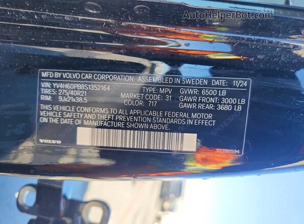 YV4H60PB8S1352164 2025 VOLVO XC90 Black 