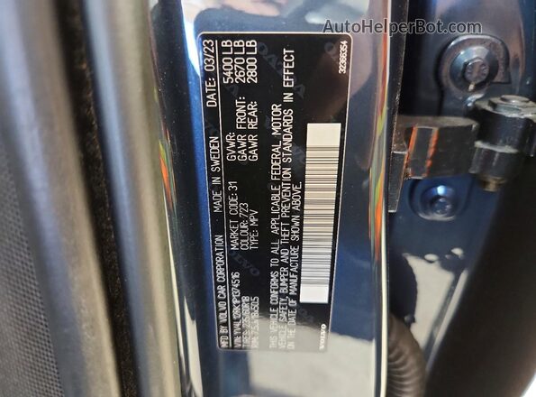 YV4L12RK1P1374516 2023 VOLVO XC60 Blue Вид наклейки з VIN-кодом