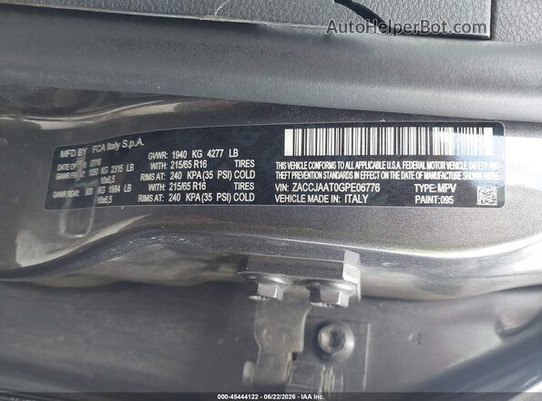 ZACCJAAT0GPE06776 2016 JEEP RENEGADE Gray Engine compartment view