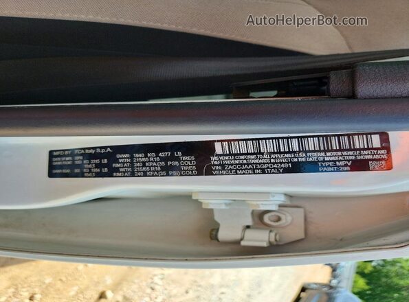 ZACCJAAT3GPD42491 2016 JEEP RENEGADE White 360 interior view