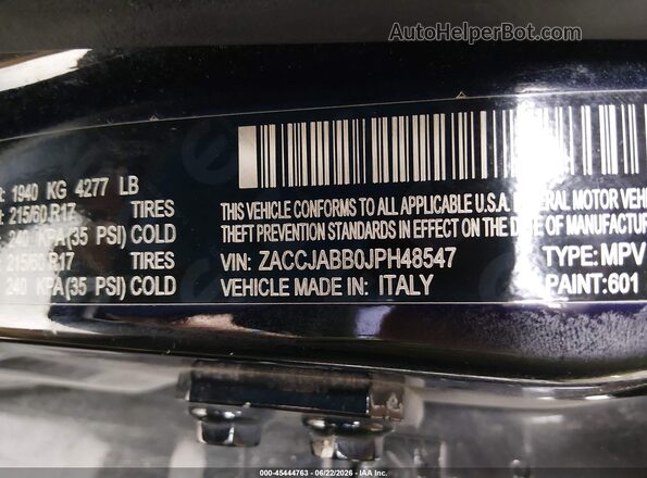 ZACCJABB0JPH48547 2018 JEEP RENEGADE Black ძრავის განყოფილების ხედი