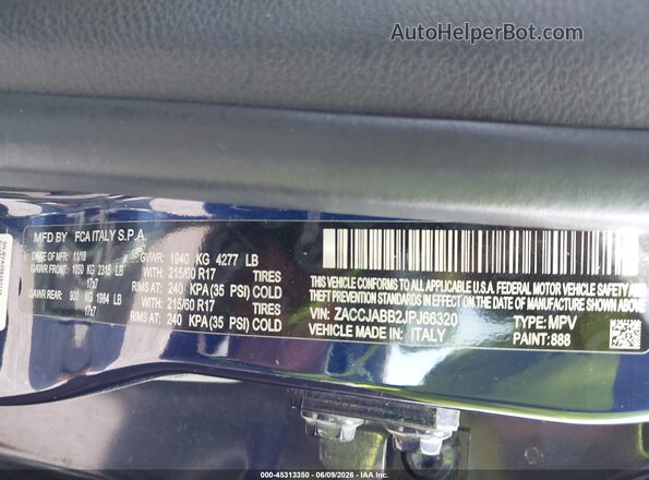 ZACCJABB2JPJ66320 2018 JEEP RENEGADE Blue Widok komory silnika