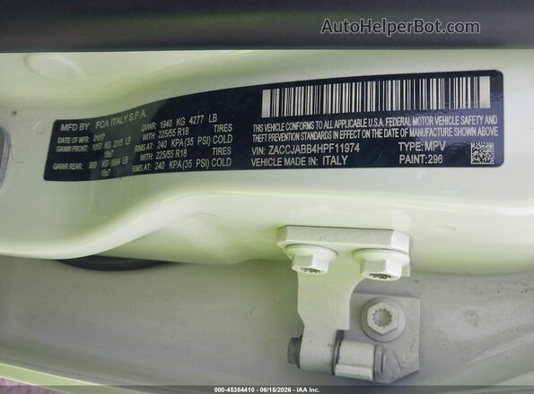 ZACCJABB4HPF11974 2017 JEEP RENEGADE Белый Вид подкапотного пространства