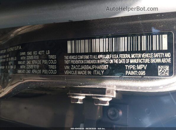 ZACCJABB4JPH46087 2018 JEEP RENEGADE Серый Вид подкапотного пространства