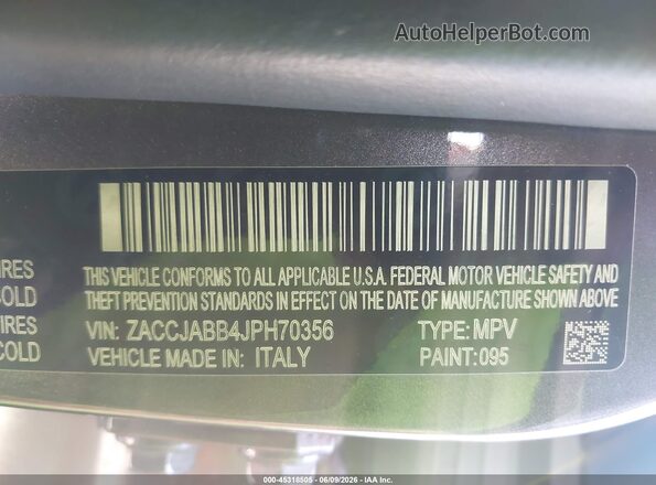 ZACCJABB4JPH70356 2018 JEEP RENEGADE Black ძრავის განყოფილების ხედი