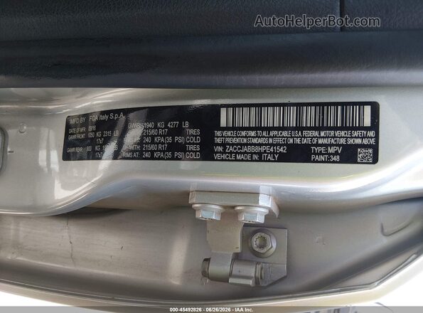 ZACCJABB8HPE41542 2017 JEEP RENEGADE Серебряный Вид подкапотного пространства