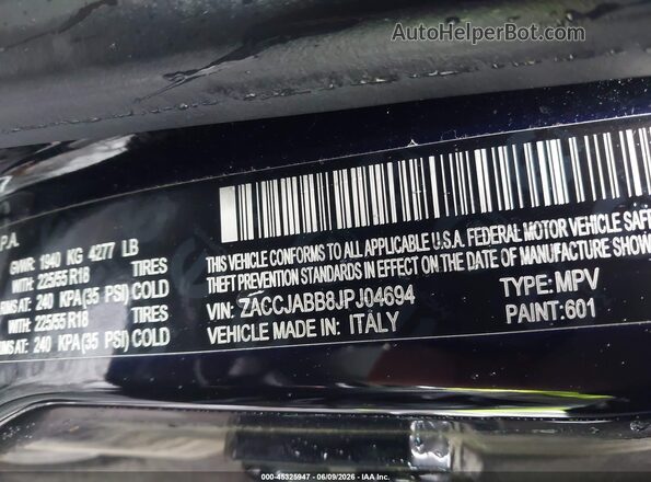 ZACCJABB8JPJ04694 2018 JEEP RENEGADE Black Engine compartment view