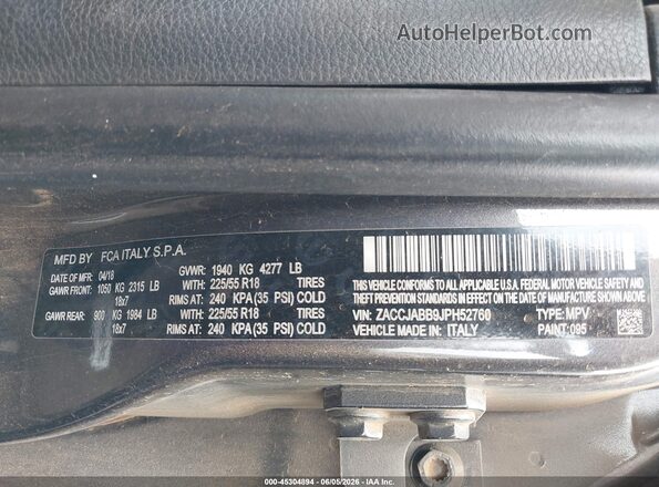 ZACCJABB9JPH52760 2018 JEEP RENEGADE Black ძრავის განყოფილების ხედი
