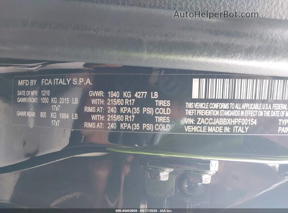 ZACCJABBXHPF00154 2017 JEEP RENEGADE Черный Вид подкапотного пространства