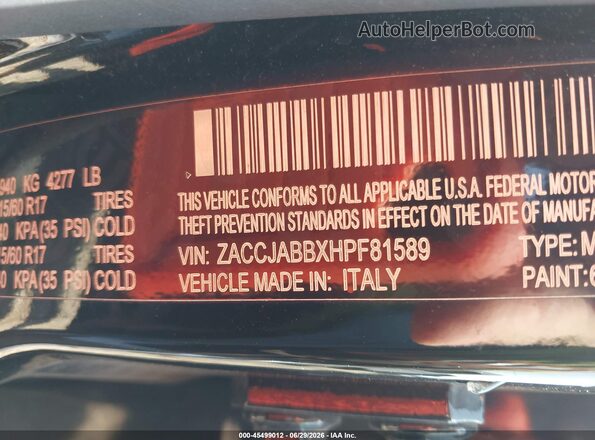 ZACCJABBXHPF81589 2017 JEEP RENEGADE Black Engine compartment view