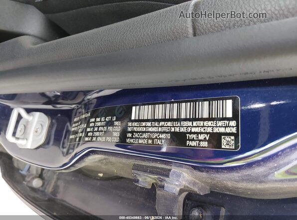 ZACCJABT1GPC44610 2016 JEEP RENEGADE Blue Вид підкапотного простору