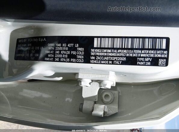 ZACCJABTXGPE20926 2016 JEEP RENEGADE Белый Вид подкапотного пространства