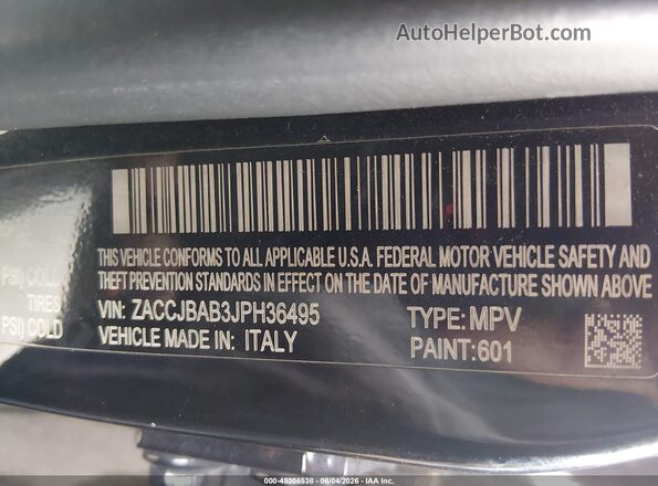 ZACCJBAB3JPH36495 2018 JEEP RENEGADE Black Вид підкапотного простору