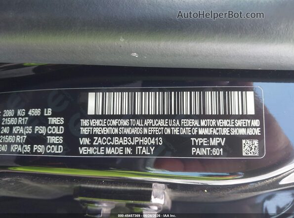 ZACCJBAB3JPH90413 2018 JEEP RENEGADE Black Շարժիչի բաժամունքի տեսք