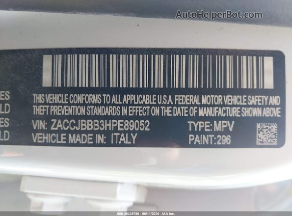 ZACCJBBB3HPE89052 2017 JEEP RENEGADE Белый Вид подкапотного пространства