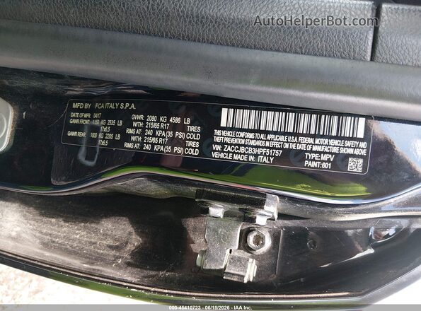 ZACCJBCB3HPF51757 2017 JEEP RENEGADE Black Widok komory silnika