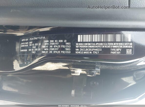 ZACCJBCB5JPH46233 2018 JEEP RENEGADE Black Widok komory silnika