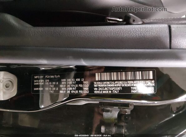ZACCJBCT0GPD33671 2016 JEEP RENEGADE Black Շարժիչի բաժամունքի տեսք