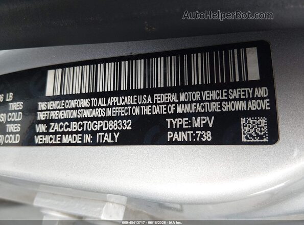 ZACCJBCT0GPD88332 2016 JEEP RENEGADE Silver Շարժիչի բաժամունքի տեսք