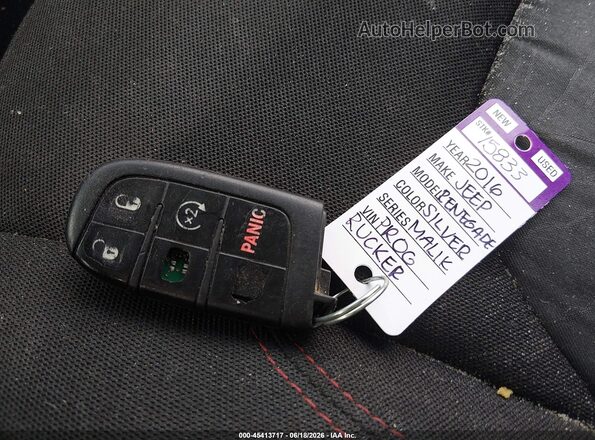 ZACCJBCT0GPD88332 2016 JEEP RENEGADE Silver Առջևի վահանակի տեսք