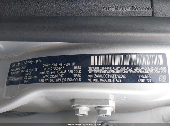 ZACCJBCT1GPD12862 2016 JEEP RENEGADE Silver Engine compartment view