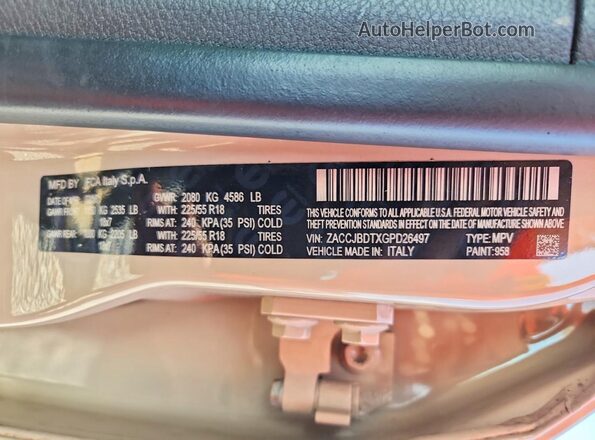 ZACCJBDTXGPD26497 2016 JEEP RENEGADE Tan 