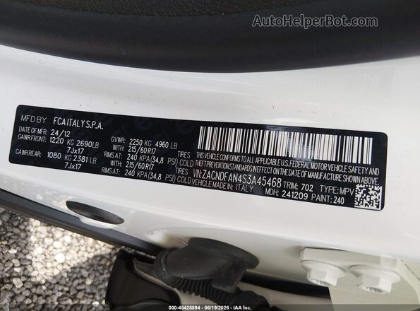 ZACNDFAN4S3A45468 2025 DODGE OTHER White Vista del compartimento del motor